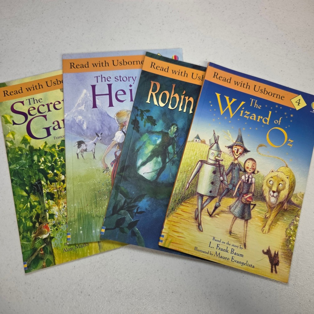 Read w Usborne Level 4 Childrens Book Lot Secret Garden Robin Hood Wizard of Oz